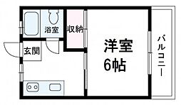 K・B・M5 1Kの間取図画像