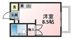 メゾン平山 ワンルームの間取図画像