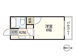 ホワイトパレス長束 1Kの間取図画像
