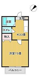 ディアス中央B 1Kの間取図画像