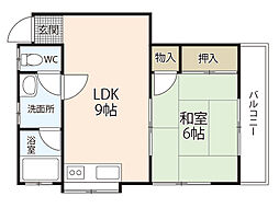 アパートＡＭＩ 2階1LDKの間取り