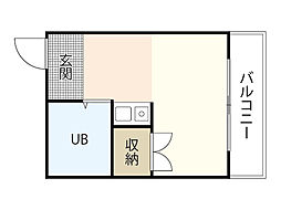 クオレマンションクサツ ワンルームの間取図画像