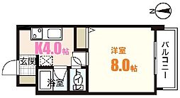 アヴァンセ中筋2 1Kの間取図画像