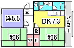 山根マンション 3DKの間取図画像