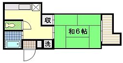 第1木本ビル 1DKの間取図画像
