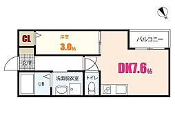 Relacion長束I 1DKの間取図画像