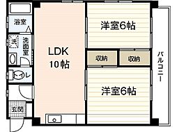 第一大田レジデンス 2LDKの間取図画像
