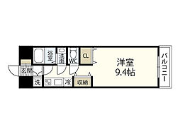 グラビスコート西原駅前 ワンルームの間取図画像