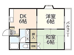 グランデュール横山C 2DKの間取図画像