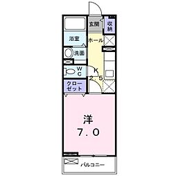 モンラヴィールA 1Kの間取図画像