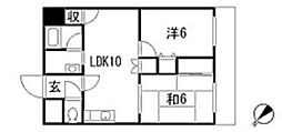ノワール西原 2LDKの間取図画像