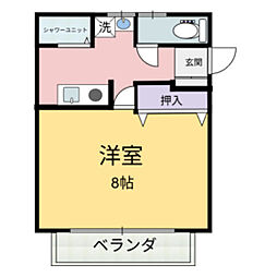 サファイアハイツ 1Kの間取図画像
