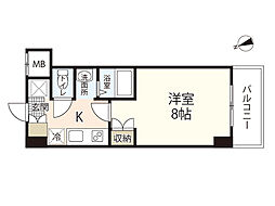 パレグレース中筋 1Kの間取図画像
