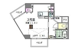 GrandeMare18 ワンルームの間取図画像