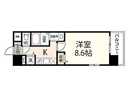 グラビスコート国泰寺 1Kの間取図画像