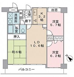 藤和己斐本町ホームズ弐番館 3LDKの間取図画像