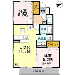 サクシードM 2LDKの間取図画像