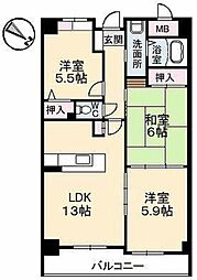 ドゥーミル東原 3LDKの間取図画像