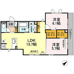リベラ2 2LDKの間取図画像