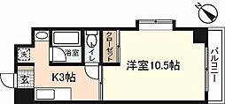 シャルマンヴィル新宮 1Kの間取図画像