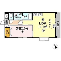 コンフォール空港通り 1LDKの間取図画像