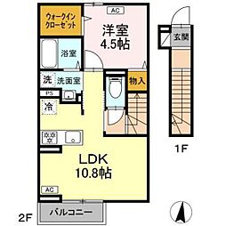 岩国市錦見5丁目アパート 1LDKの間取図画像