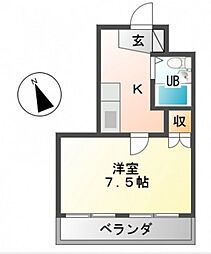 メゾン楠木 1Kの間取図画像