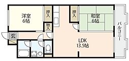 コーポ井口台 2LDKの間取図画像