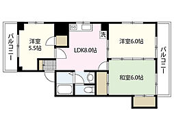 岡棟ビル 2DKの間取図画像