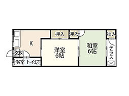 松尾荘 2Kの間取図画像