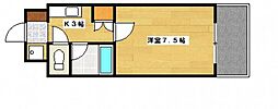 第3コーポ倉本 1Kの間取図画像