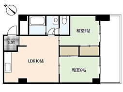 コーポ安古市 2LDKの間取図画像