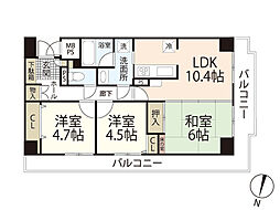 グランデュオ五日市駅前ウエスト 3LDKの間取図画像