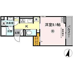 メゾン　カルムII 3階1Kの間取り