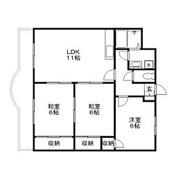 ロイヤルシティ2 3LDKの間取図画像