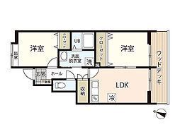 パステラルテラス大野 1階2DKの間取り
