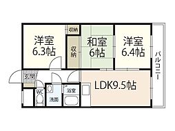 第3大上ビル 3LDKの間取図画像
