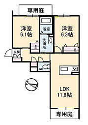 シャーメゾン鈴峯 2LDKの間取図画像