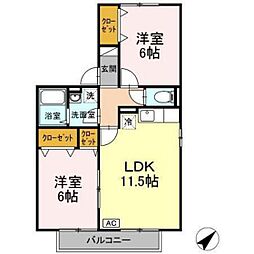 リヴェールアン 2LDKの間取図画像