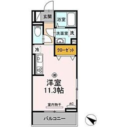 ベリッシモ ワンルームの間取図画像