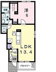 ヴェルテA 1LDKの間取図画像