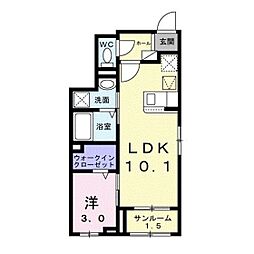 カーサ グラシオッソ B 1LDKの間取図画像