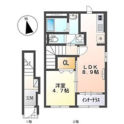 リアン五日市中央 1LDKの間取図画像