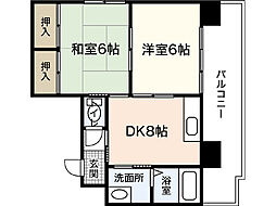 日宝ポニクレール宇品 2DKの間取図画像