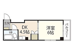 エセル三篠 1DKの間取図画像