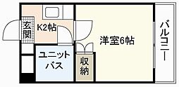 第6若宮ビル 1Kの間取図画像