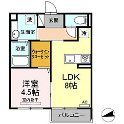 フローラル五月が丘B 1LDKの間取図画像