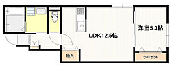 メゾン・エール・林が原 1LDKの間取図画像