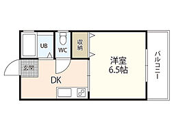 岡本ビル 1DKの間取図画像