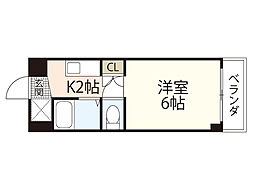 アヴ・ニール古市橋 1Kの間取図画像